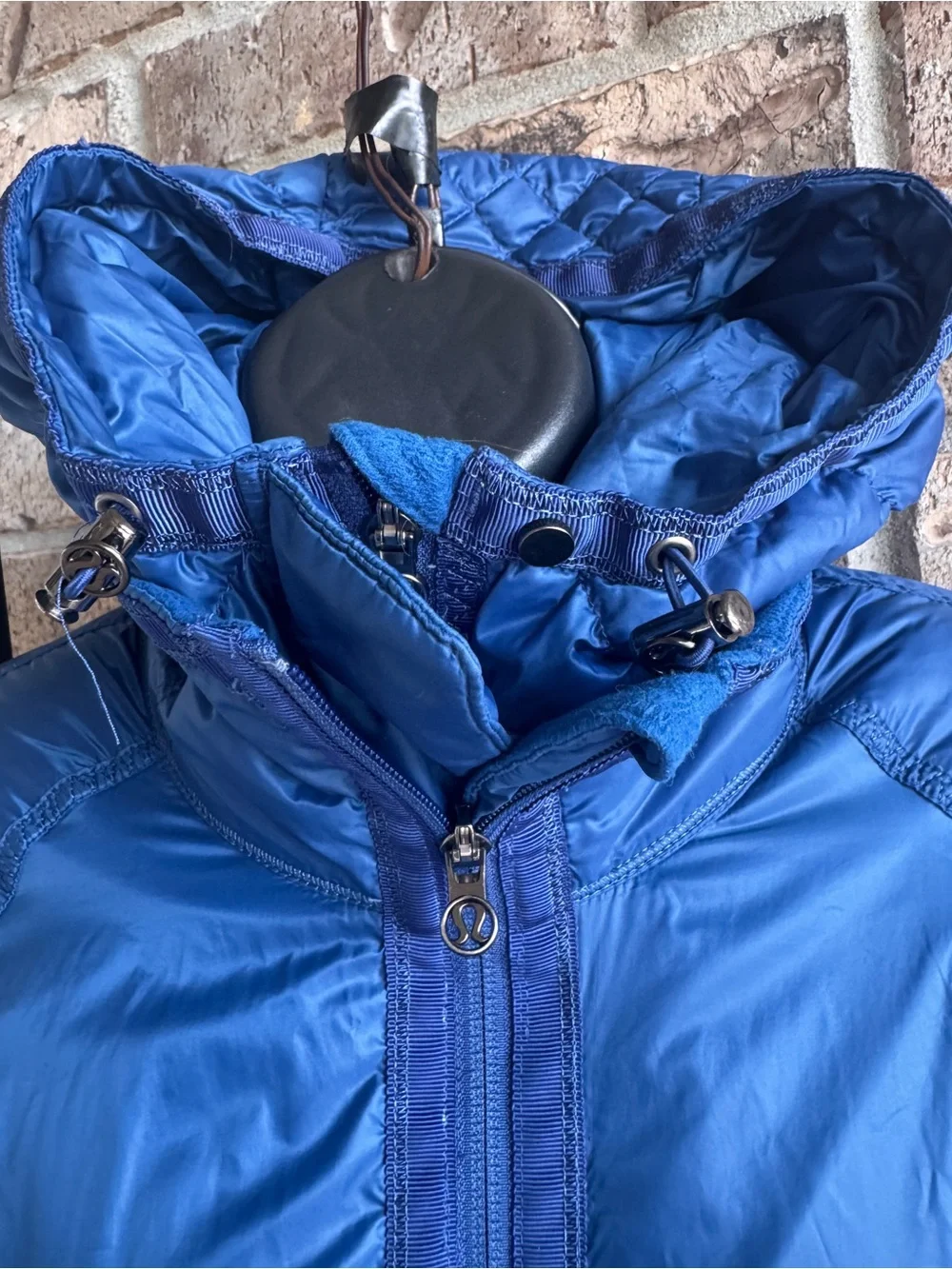 Lululemon Bundle Up Jacket Blue Quilted Fleece Hooded Running Jacket Size 4